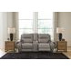 Nightfall Mania Ash Leather 83" Zero Gravity Power Reclining Loveseat with Audio Seating and USB Charging