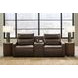 ModZ Chocolate Leather 3 Piece Modular Power Reclining Sectional with Audio Console and USB Charging