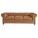Berkely Winchester Sandstone 97" Leather Sofa with Pillows and Nailhead Trim
