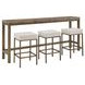 Montclair Brindle and Smoked Gold Rectangular Travertine Top Console Table with Stools