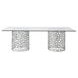 Oasis Antique Nickel 100" Rectangular Glass Top Dining Table
