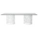 Oasis White 100" Rectangular Glass Top Dining Table