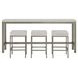 Oasis Antique Nickel Quartz Stone Top Console Table with 3 Stools
