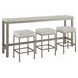 Oasis Antique Nickel Quartz Stone Top Console Table with 3 Stools