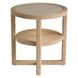 Azure Abaca and Travertine Round Side Table