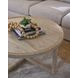 Azure Abaca and Travertine Round Cocktail Table