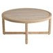 Azure Abaca and Travertine Round Cocktail Table