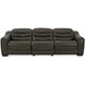 Center Line Dark Gray Leather 3 Piece Modular Power Reclining Sectional with USB Charging