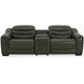 Center Line Dark Gray Leather 3 Piece Modular Power Reclining Loveseat with Console and USB Charging