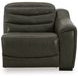 Center Line Dark Gray Leather 3 Piece Modular Power Reclining Loveseat with Console and USB Charging