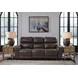 Side Step Smoke Leather Power Reclining Living Room Set
