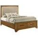 Talcott Warm Honey Brown Upholstered Storage Platform Bedroom Set with LED