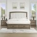 Sonoma Gray Upholstered Queen Panel Bed with 2 Front Storage Drawers