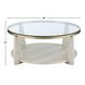Wanda Beige Round Glass Top Coffee Table with Casters
