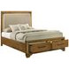 Talcott Warm Honey Brown Upholstered Storage Platform Bedroom Set with LED