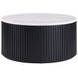 Colvin Black and White Round Marble Top Coffee Table with Casters