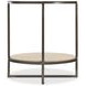 Harlow Bronze And White Travertine Stone Metal Round Chairside Table