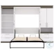 Orion White And Walnut Grey 118" Full Murphy Bed And Multifunctional Storage With Drawers