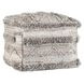 Performance Fallon Gray and Beige Square Outdoor Pouf