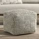 Shades Performance Vico Ivory and Gray Square Outdoor Pouf