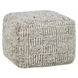 Shades Performance Vico Ivory and Gray Square Outdoor Pouf