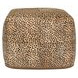 Poufs Leopard Hide Camel and Black Leather Square Accent Pouf