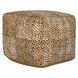 Poufs Leopard Hide Camel and Black Leather Square Accent Pouf