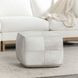 Poufs Hide Canada Ivory Leather Square Accent Pouf