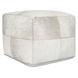 Poufs Hide Canada Ivory Leather Square Accent Pouf