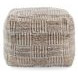 Shades Performance Vico Caramel and Beige Square Outdoor Pouf