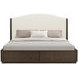 Athens Ivory and Chocolate Performance Fabric King Upholstered Storage Panel Bed