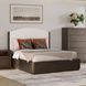 Athens Ivory and Chocolate Performance Fabric Queen Upholstered Panel Bed