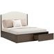 Athens Ivory and Chocolate Performance Fabric Queen Upholstered Storage Panel Bed