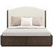 Athens Ivory and Chocolate Performance Fabric Queen Upholstered Storage Panel Bed