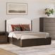 Athens Ivory and Chocolate Performance Fabric Queen Upholstered Storage Panel Bed