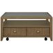 Reed Driftwood Oak Square Glass Top Coffee Table with Casters