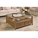 Reed Driftwood Oak Square Glass Top Coffee Table with Casters