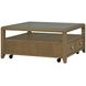 Reed Driftwood Oak Square Glass Top Coffee Table with Casters