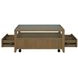 Reed Driftwood Oak Square Glass Top Coffee Table with Casters
