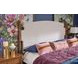 Azalea Oatmeal and Walnut Performance Fabric King Upholstered Panel Bed
