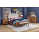 Azalea Oatmeal and Walnut Performance Fabric King Upholstered Panel Bed