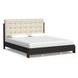 Waterfall Cream and Deep Ebony Performance Fabric King Upholstered Panel Bed