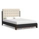 Waterfall Cream and Deep Ebony Performance Fabric Queen Upholstered Panel Bed