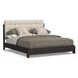 Waterfall Cream and Deep Ebony Performance Fabric Queen Upholstered Panel Bed
