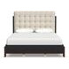 Waterfall Cream and Deep Ebony Performance Fabric Queen Upholstered Panel Bed