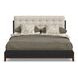 Waterfall Cream and Deep Ebony Performance Fabric Queen Upholstered Panel Bed