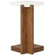 Lincoln Walnut and White Square Stone Top Accent Table