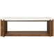 Lincoln White and Walnut Rectangular Stone Top Coffee Table with Casters
