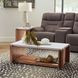 Lincoln White and Walnut Rectangular Stone Top Coffee Table with Casters
