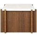 Lincoln White and Walnut Rectangular Stone Top Coffee Table with Casters